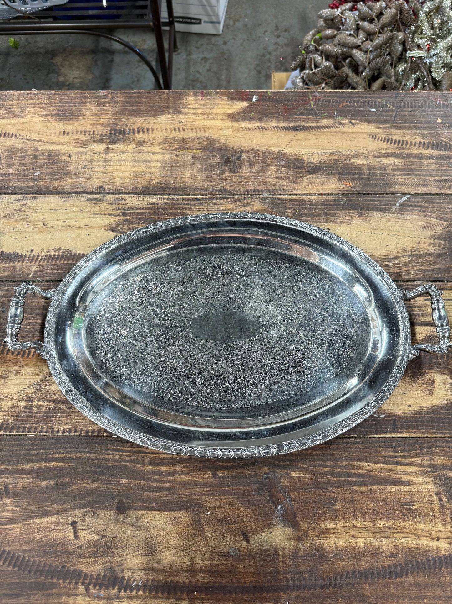 Vintage Silver Plated “National Silver On Copper” Oval Tray