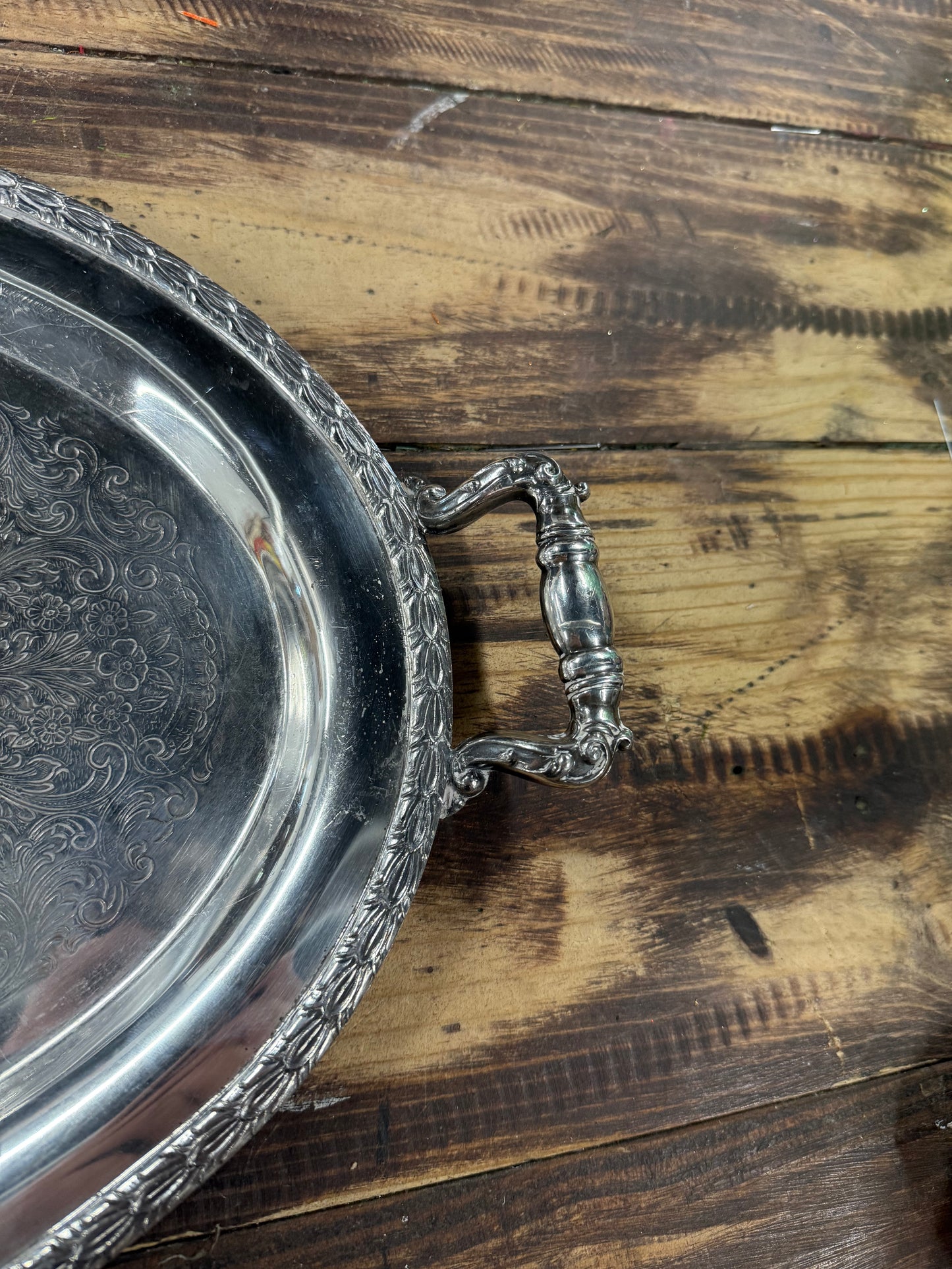 Vintage Silver Plated “National Silver On Copper” Oval Tray