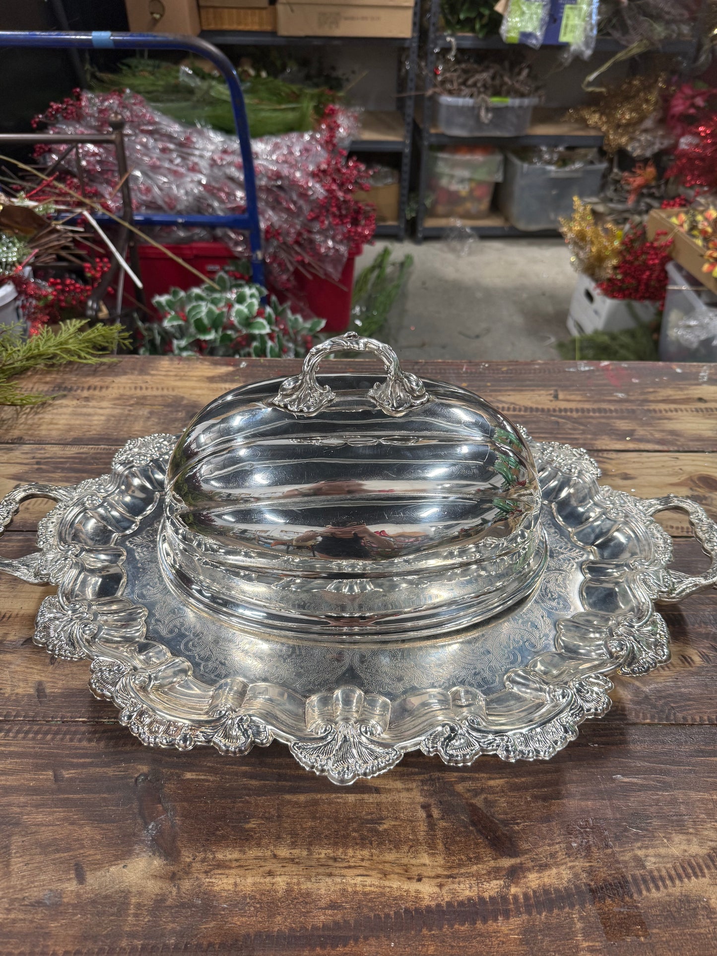 Vintage Silver Plated Meat Dome & Tray (11)