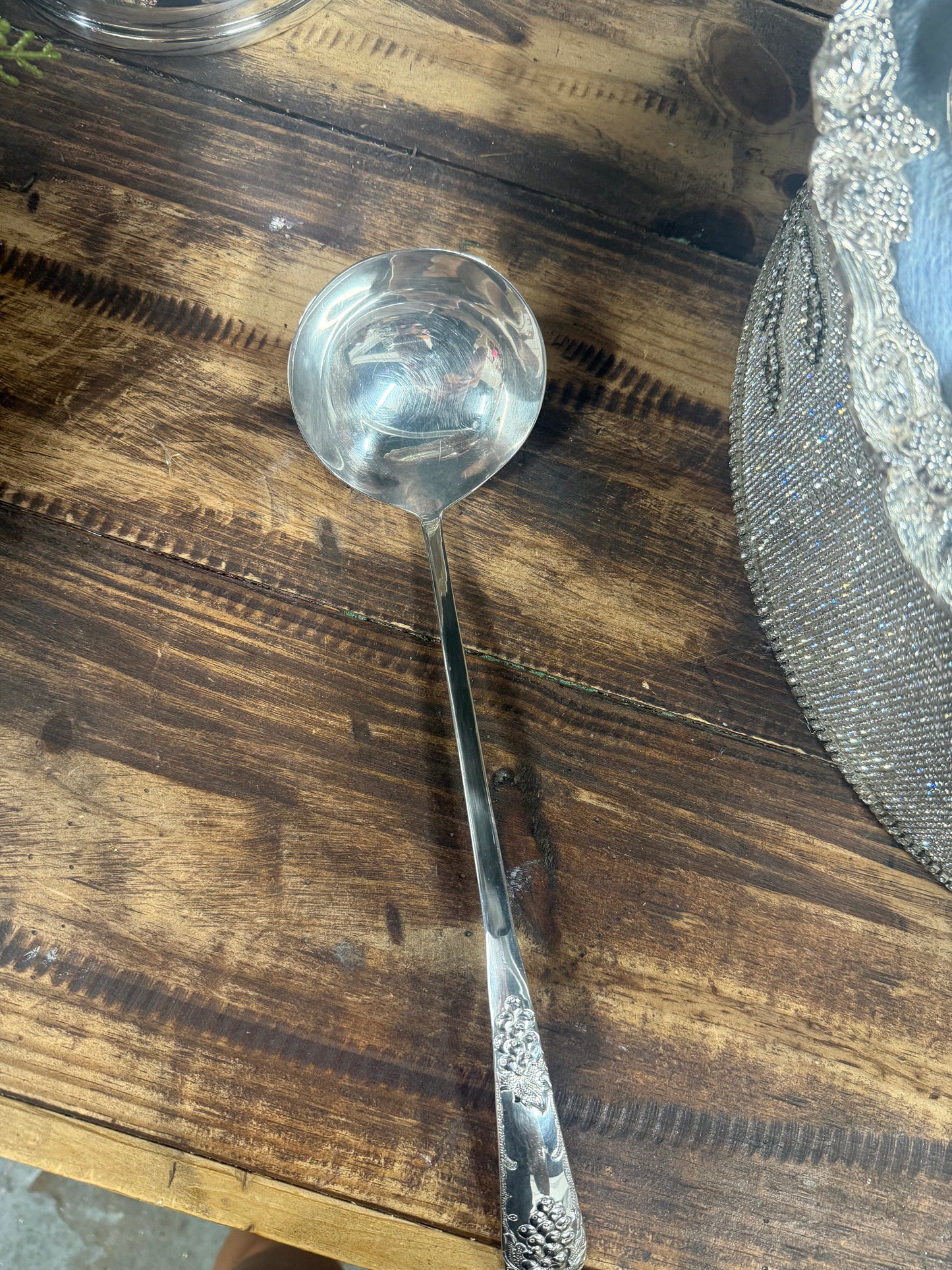 Vintage Silver Plated Intricate Grape Detailing Punch Bowl Set