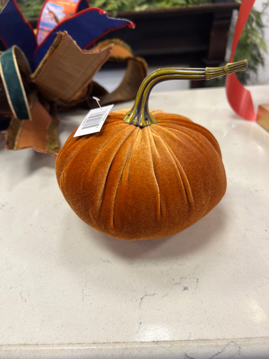7 in Orange Stuffed  Weighted Velvet Pumpkin