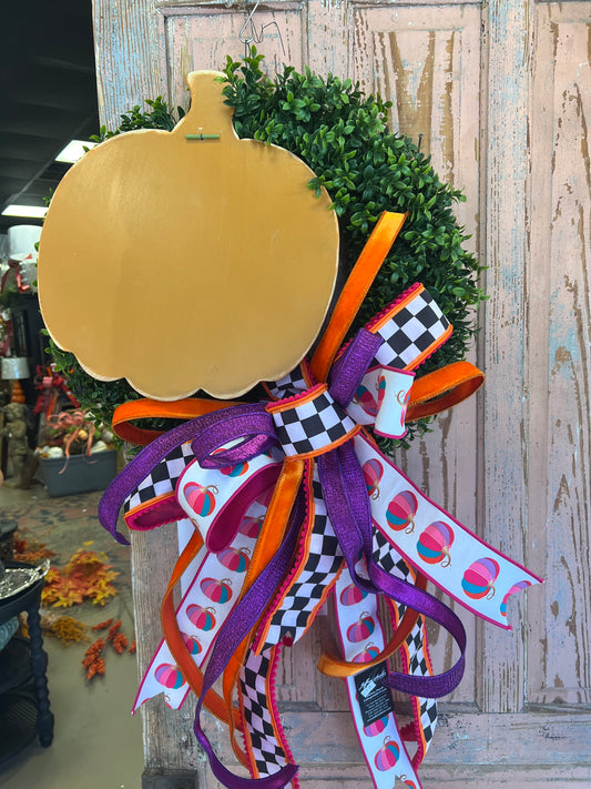 Boxwood with pumpkin wreath 1 of 1