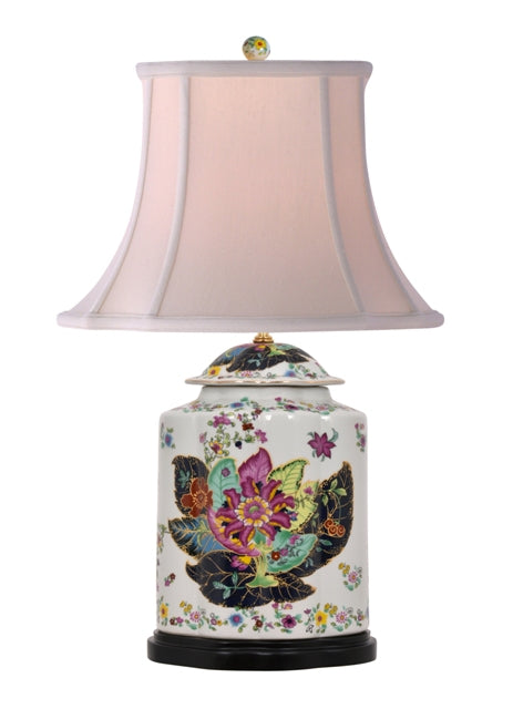 PORCELAIN TOBACCO LEAF SCALLOPS JAR LAMP