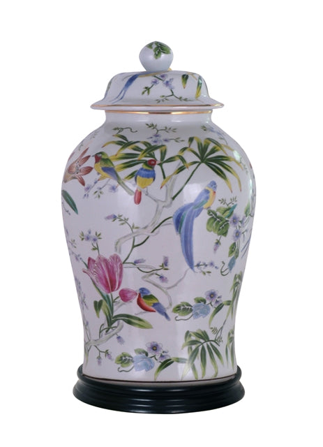 Floral Temple Jar With Base