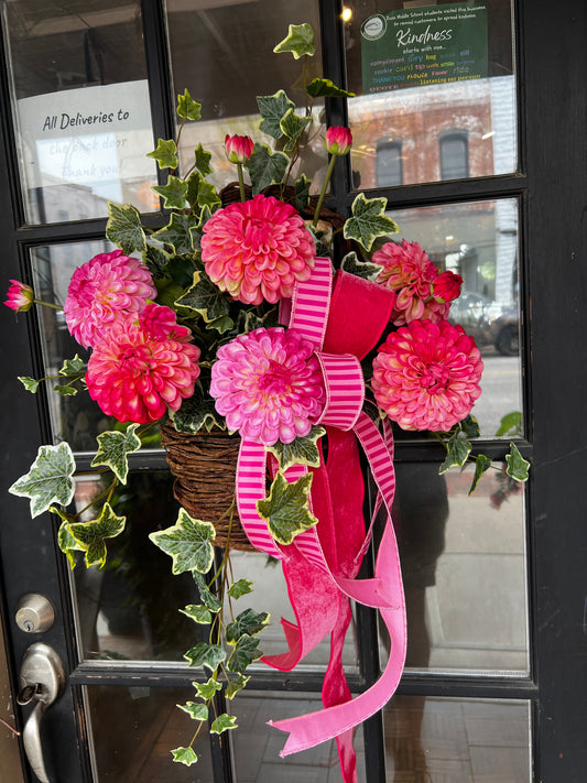 Dahlia Grapevine Basket with Designer Bow