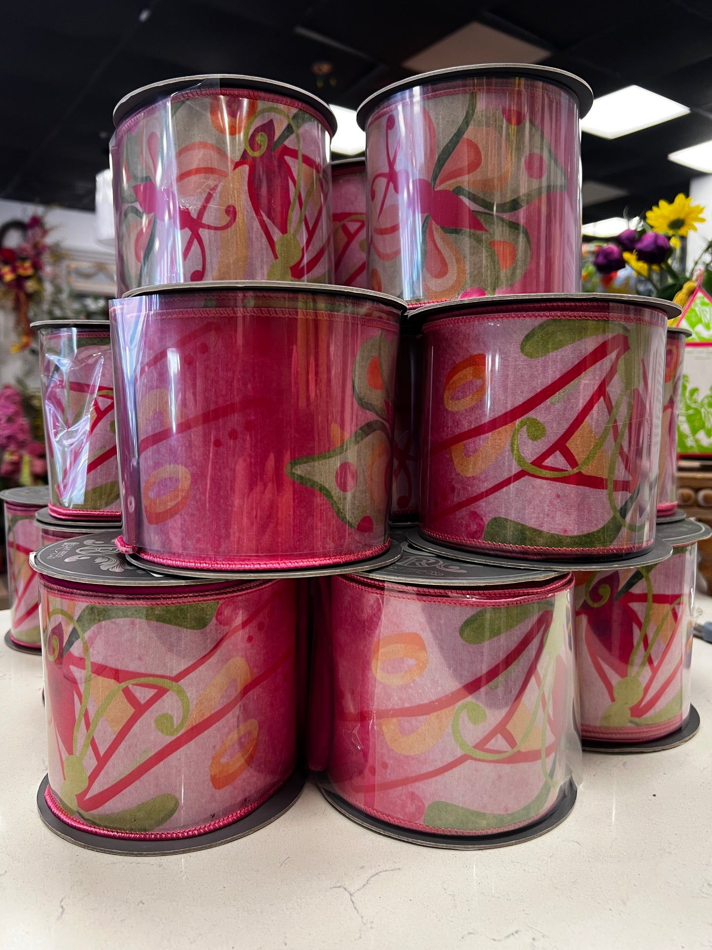 Spring 4 inch Butterfly Ribbon.