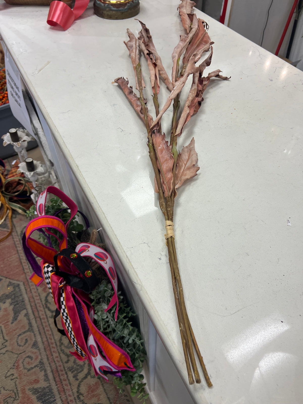 4 Stem Bundle Dusty Rust Curled Leaf Spray