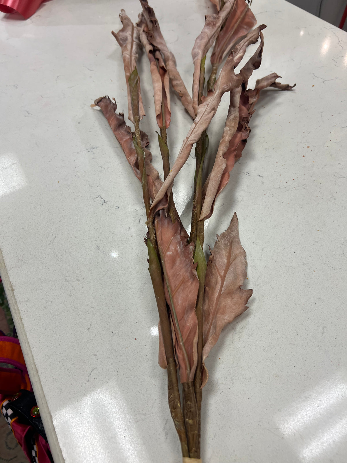 4 Stem Bundle Dusty Rust Curled Leaf Spray