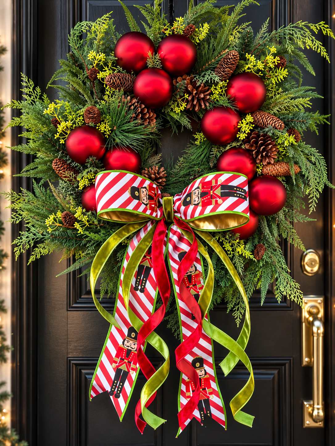Crimson Nutcracker’s Christmas Wreath