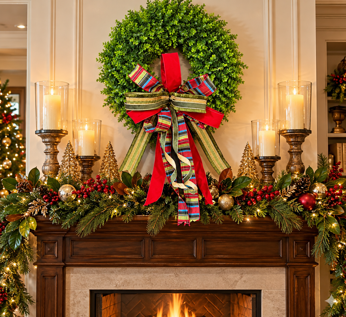 Classic Christmas Boxwood Wreath
