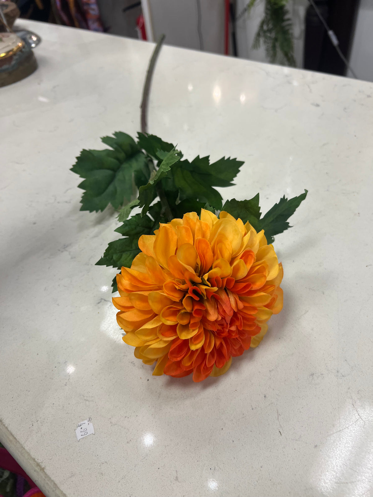 29.5” Orange & Yellow Dahlia Stem