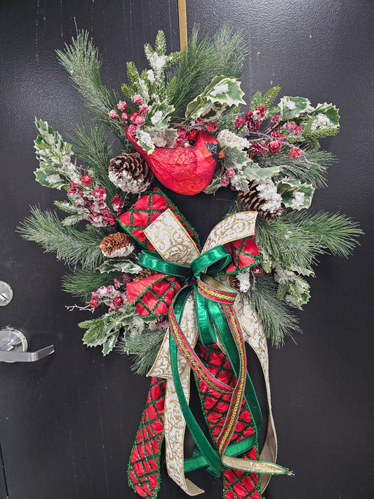 Winter Cardinal Wreath