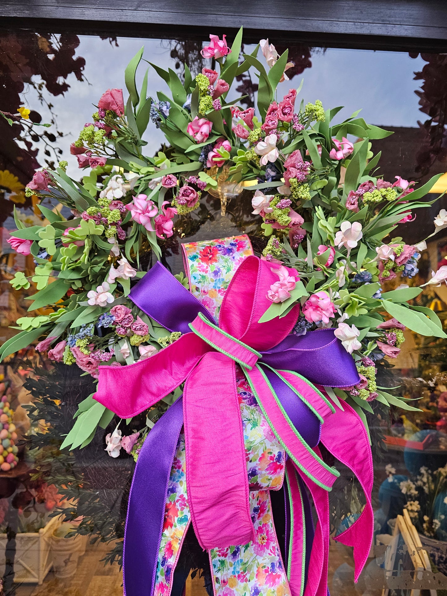 English Garden Wreath with Bow